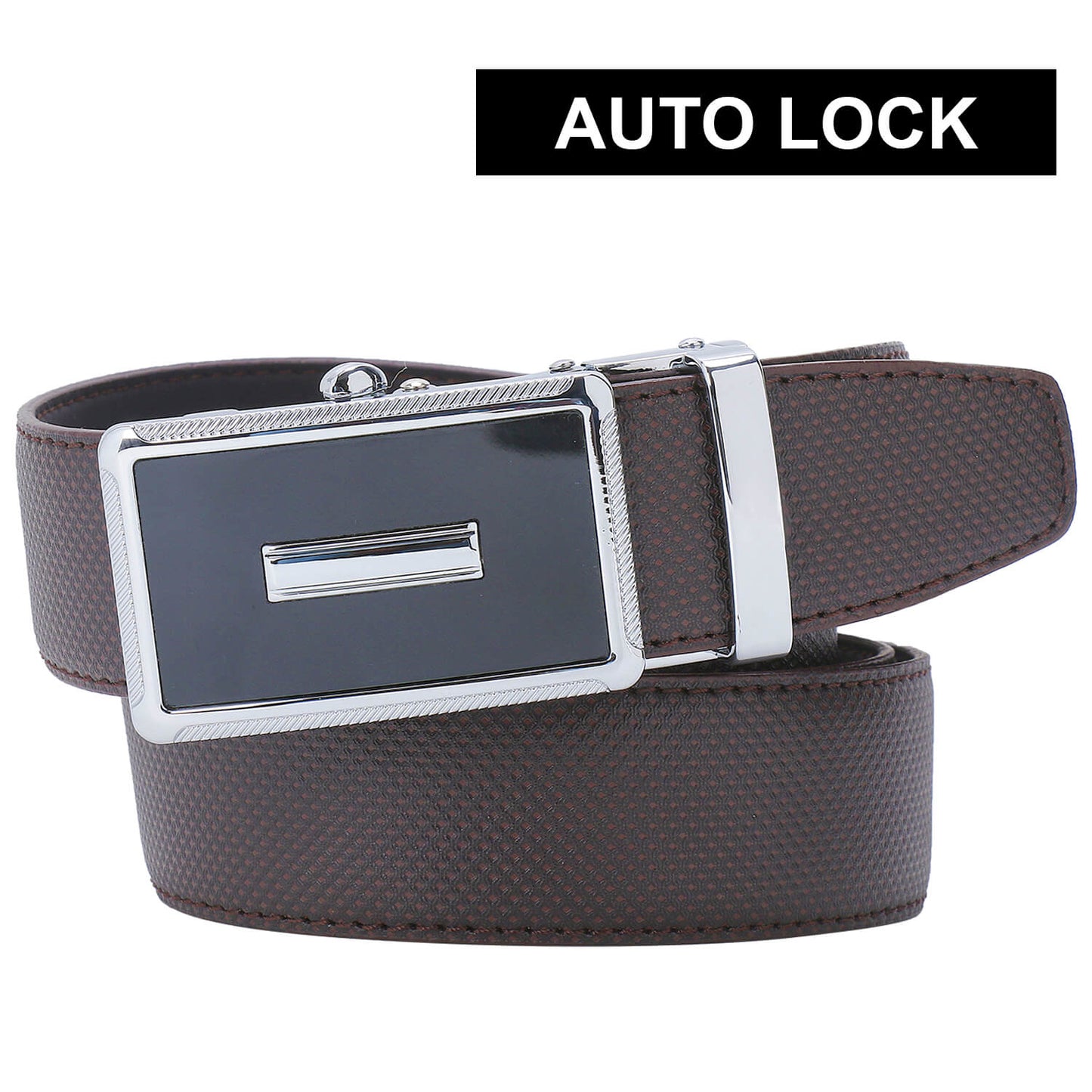 Labnoft Men's Auto-Lock PU Leather Belt, Brown