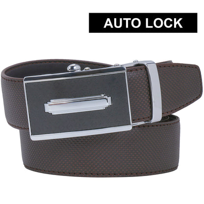 Labnoft Men's Auto-Lock PU Leather Belt, Brown