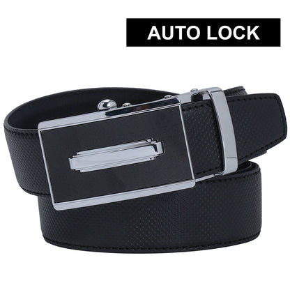 Labnoft Men's Auto-Lock PU Leather Belt, Black