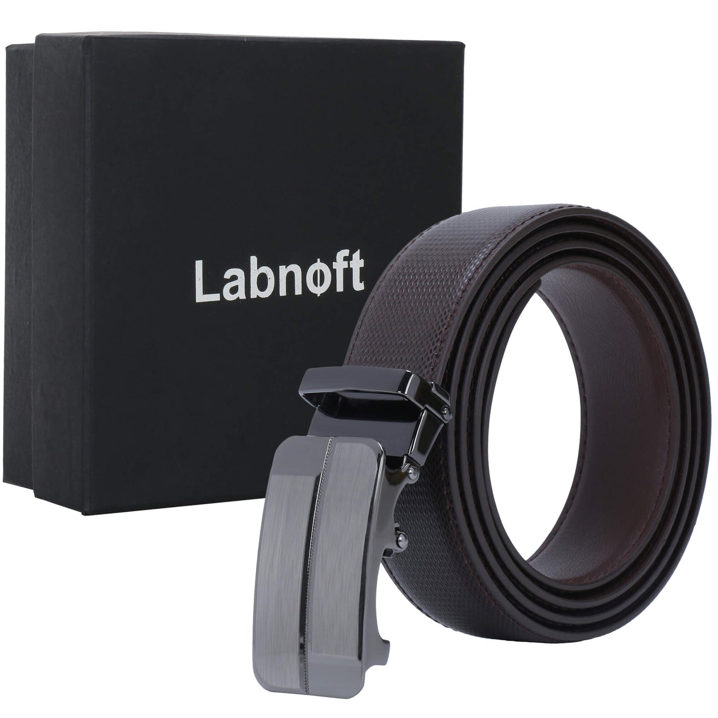 Labnoft Men's Auto-Lock PU Leather Belt, Brown