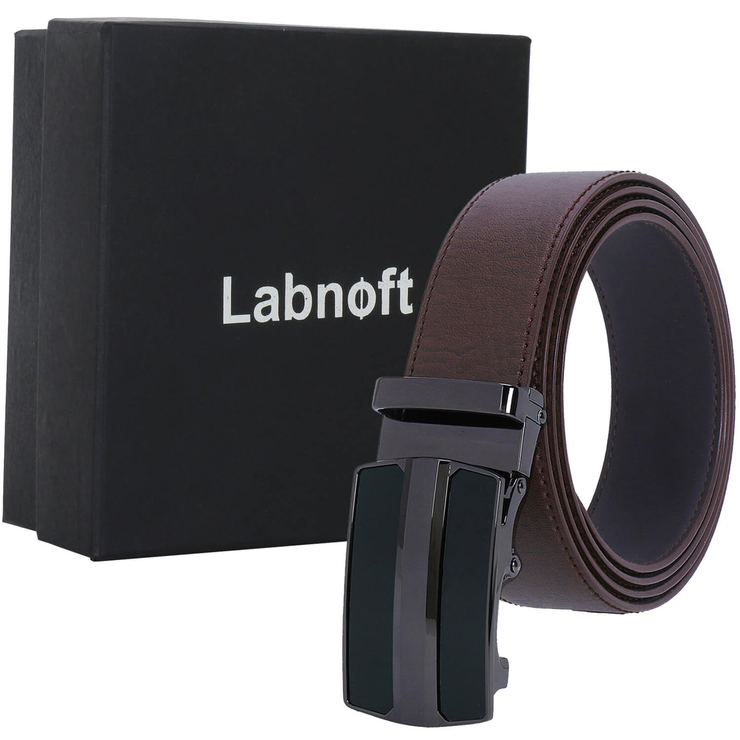 Labnoft Men's Auto-Lock PU Leather Belt, Brown