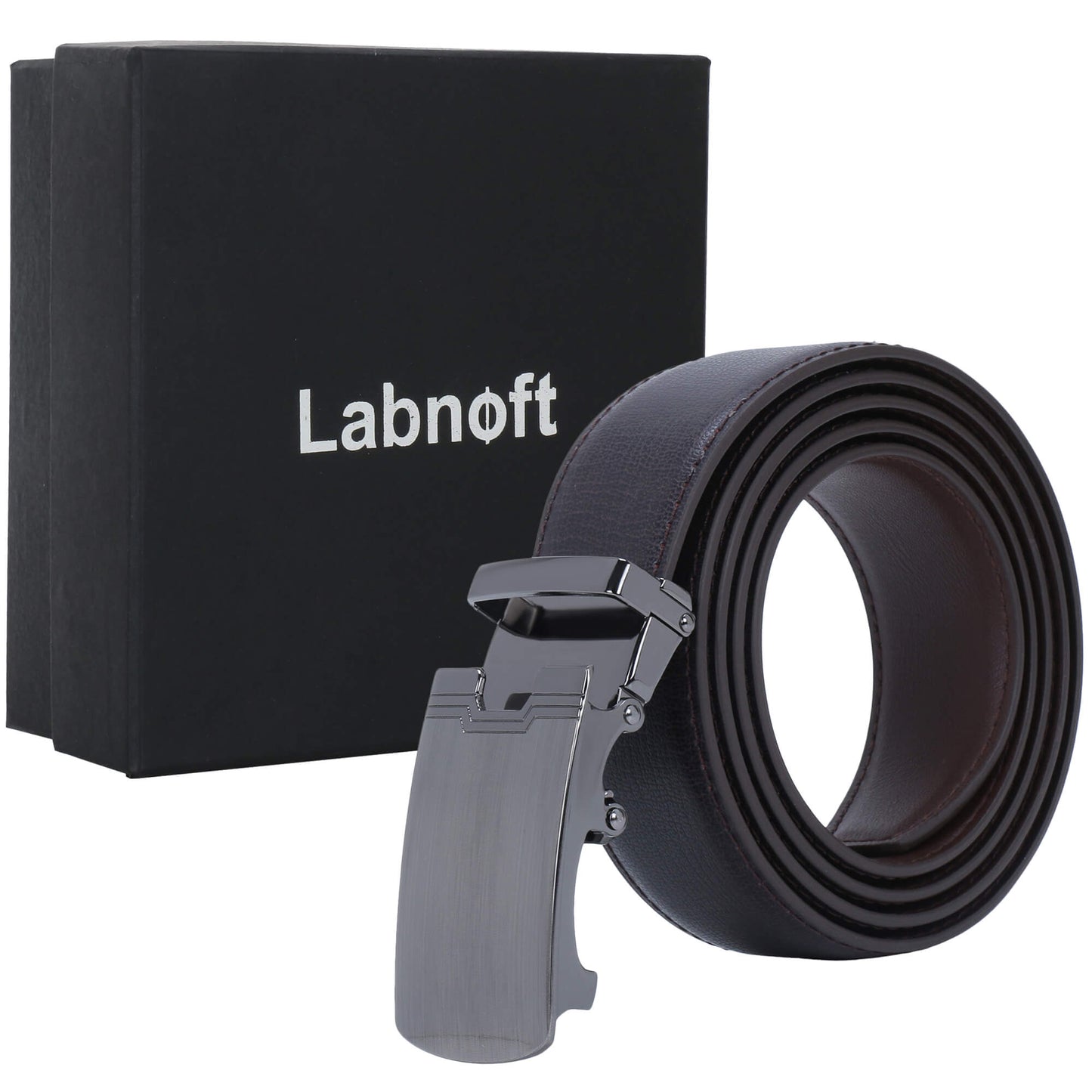 Labnoft Men's Auto-Lock PU Leather Belt, Brown