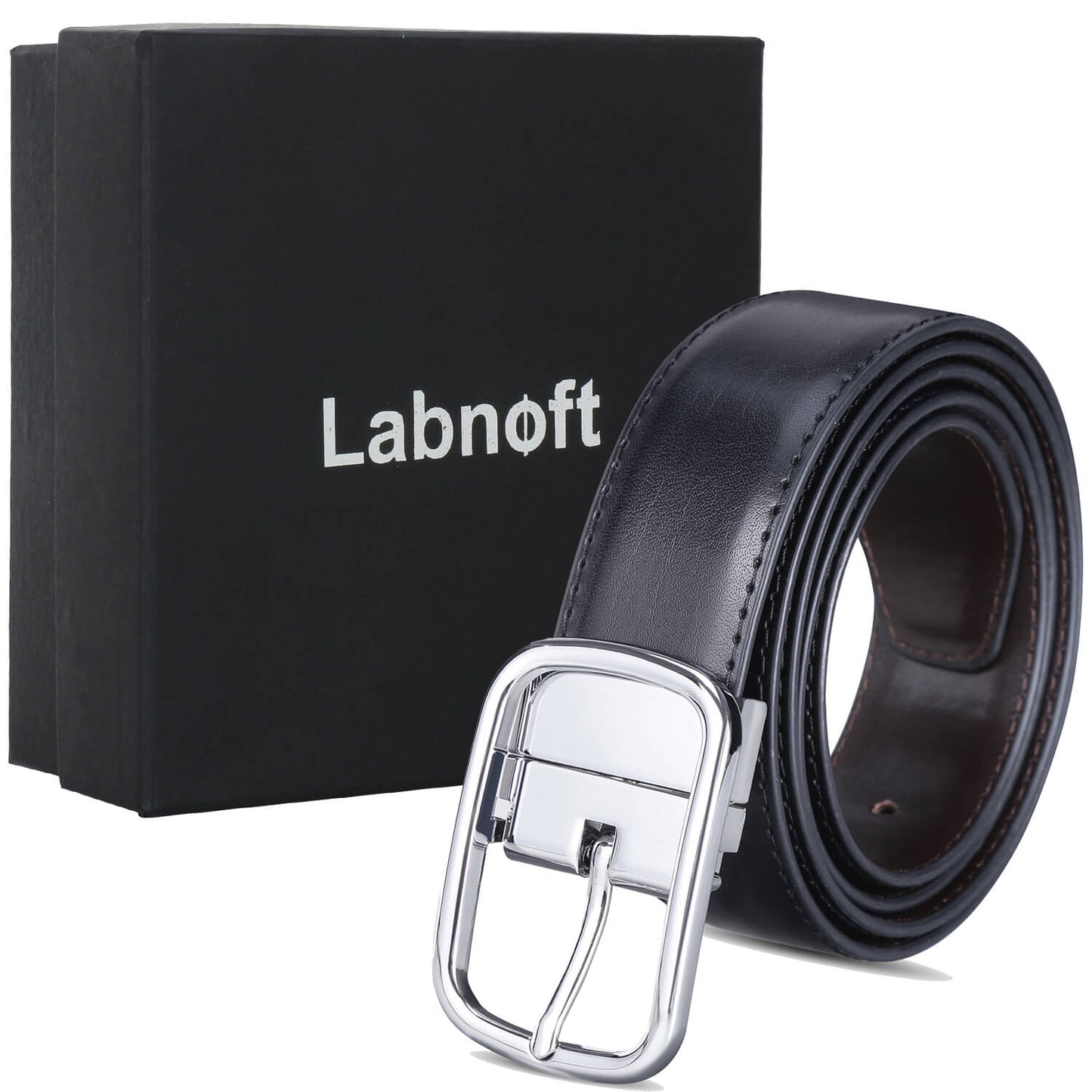 Labnoft Men's Reversible PU Leather Belt (Black & Brown)