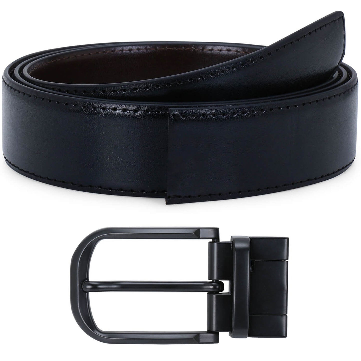 Labnoft Men's Reversible PU Leather Belt (Black & Brown)