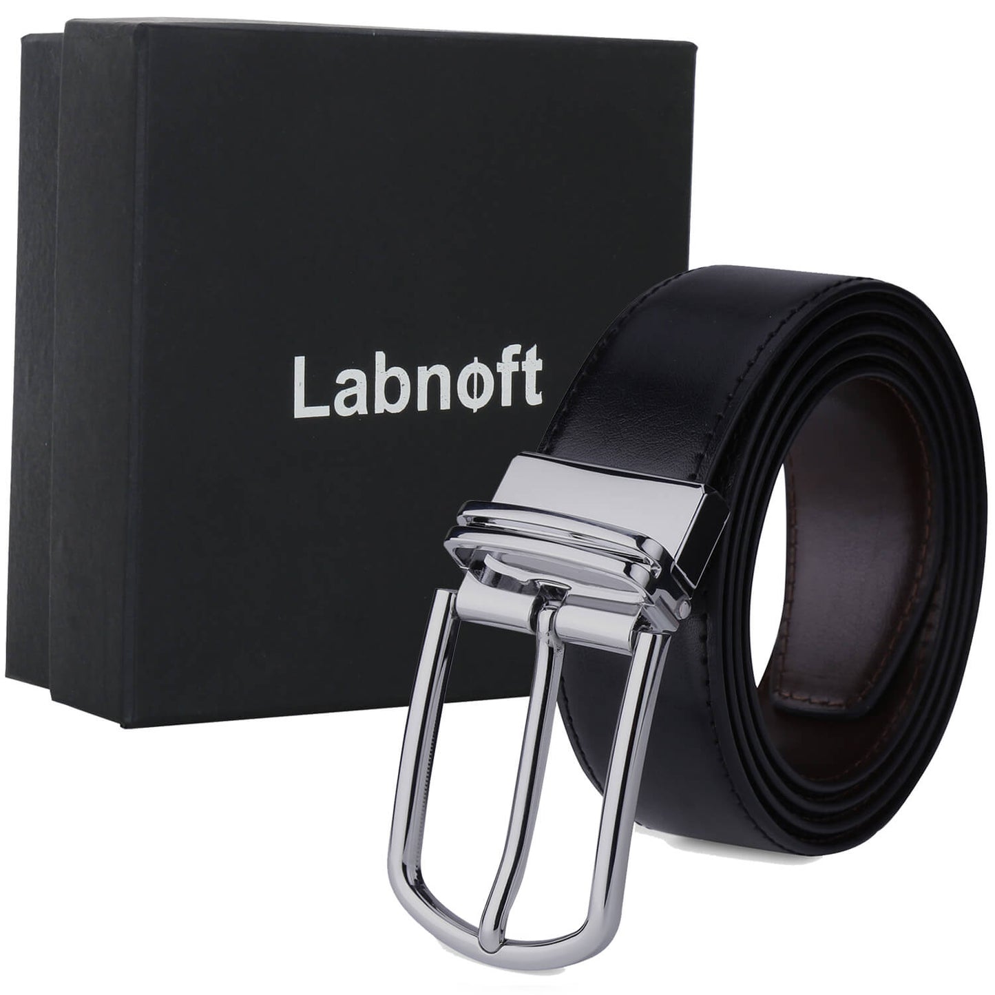 Labnoft Men's Reversible PU Leather Belt (Black & Brown)