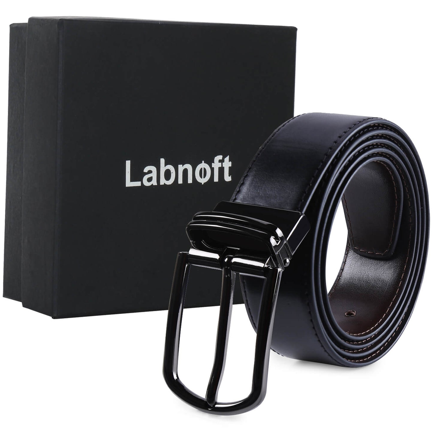 Labnoft Men's Reversible PU Leather Belt (Black & Brown)