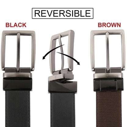 Labnoft Men's Reversible PU Leather Belt (Black & Brown)