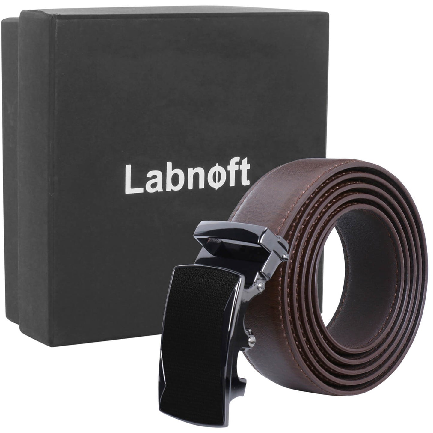 Labnoft Men's Auto-Lock PU Leather Belt, Brown
