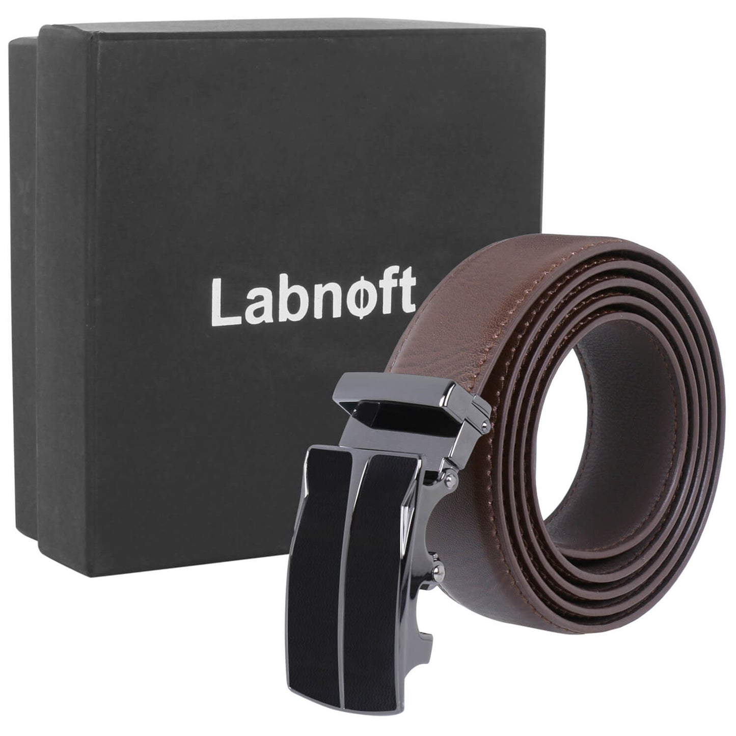Labnoft Men's Auto-Lock PU Leather Belt, Brown