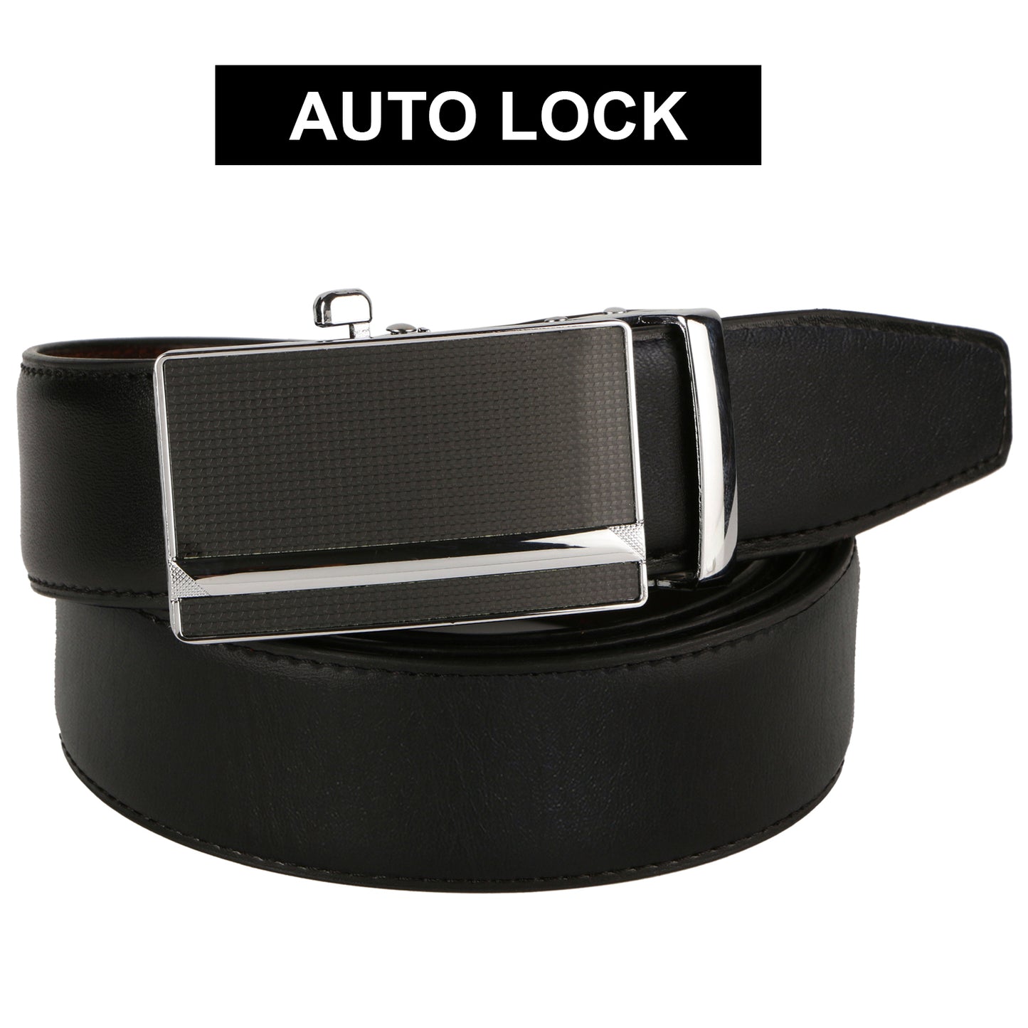Labnoft Men's Auto-Lock PU Leather Belt, Black