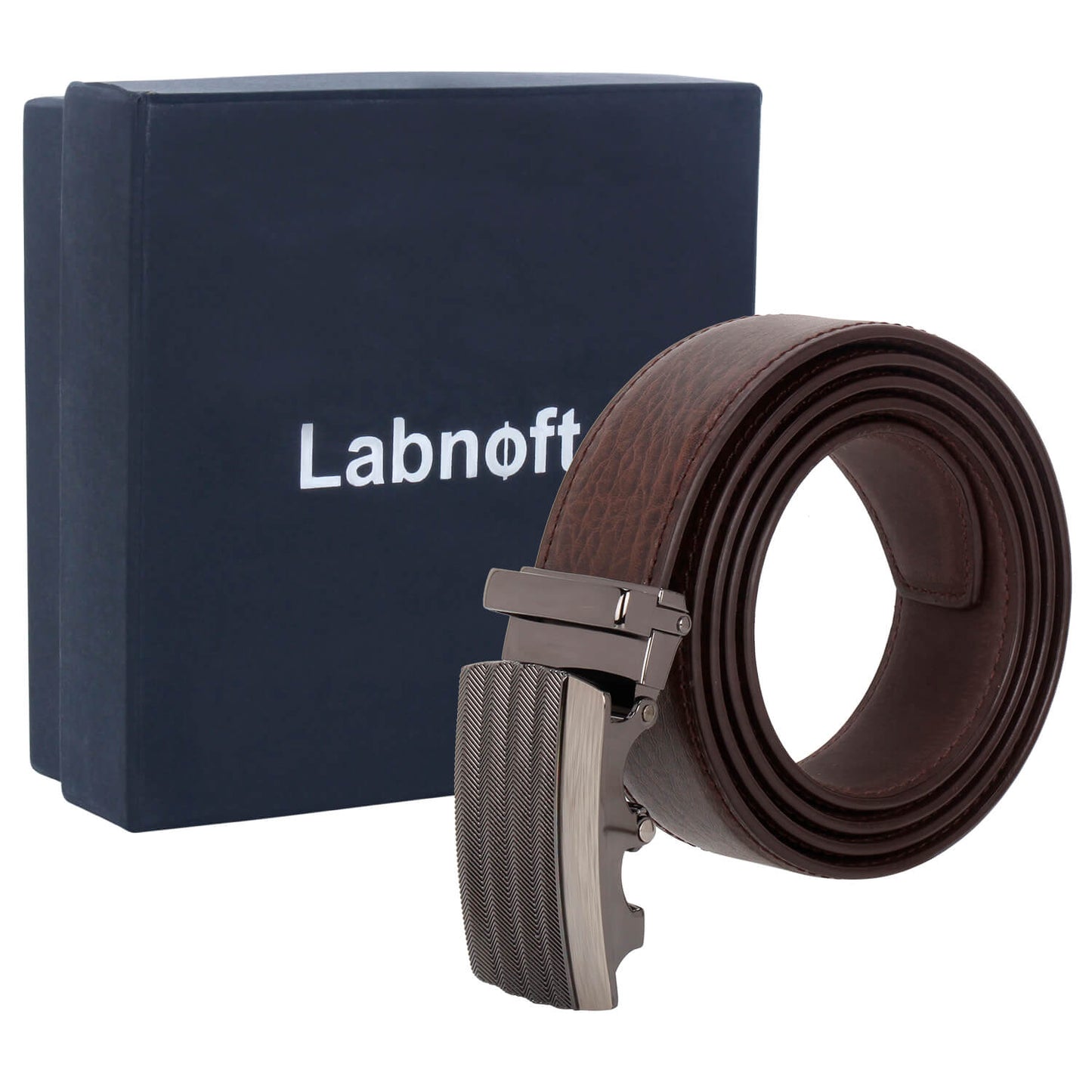 Labnoft Men's Auto-Lock PU Leather Belt, Brown