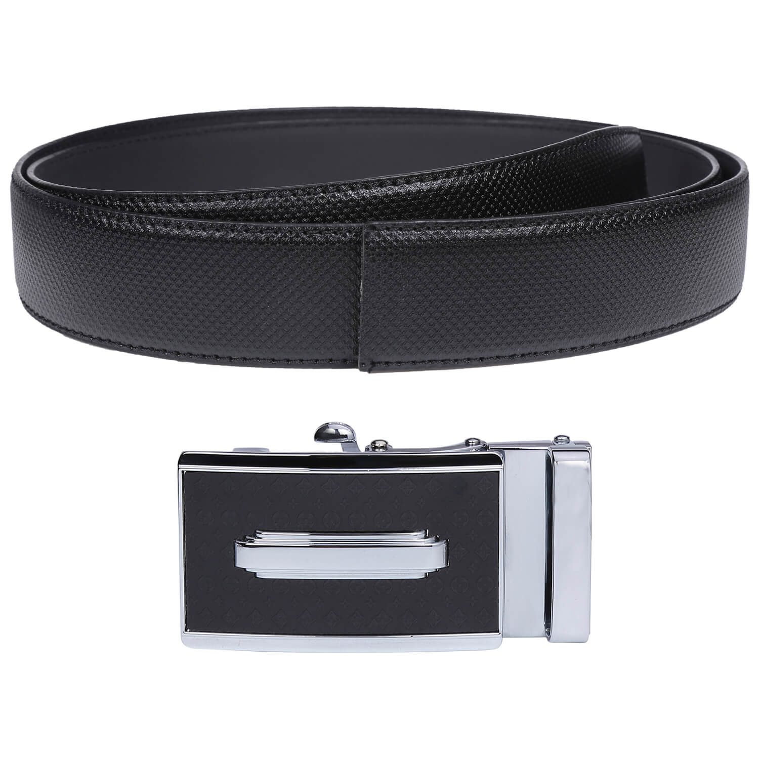 SHINE STYLE Men's PU Leather Black Auto lock Grip Belt|| Men Casual Black  Artificial Leather Belt || Autolock belts for men leather