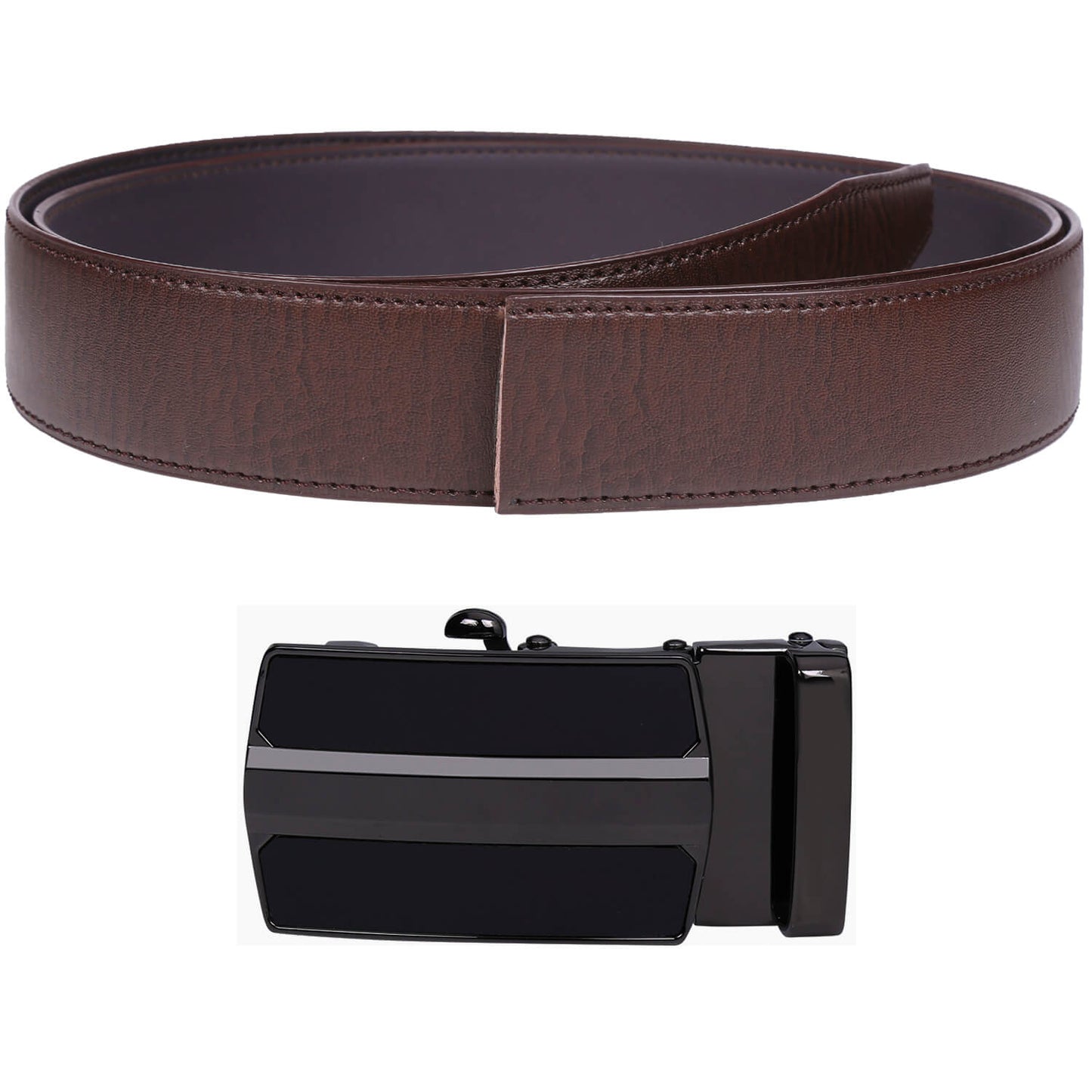 Labnoft Men's Auto-Lock PU Leather Belt, Brown