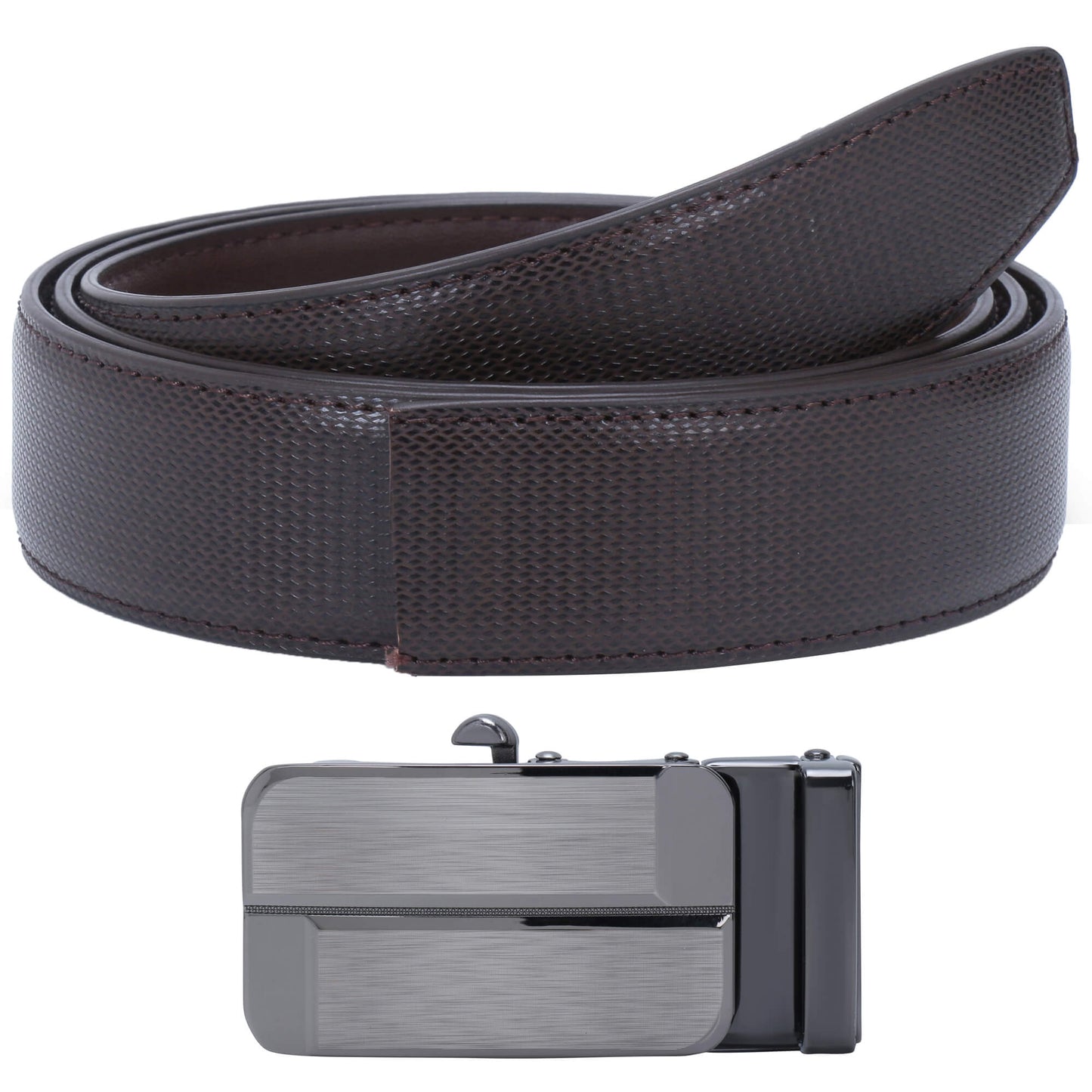 Labnoft Men's Auto-Lock PU Leather Belt, Brown