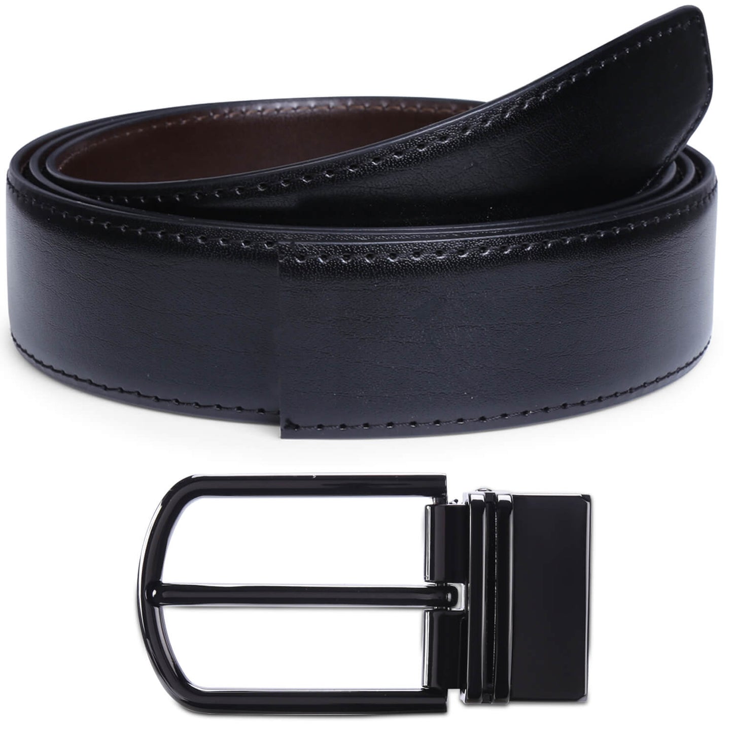 Labnoft Men's Reversible PU Leather Belt (Black & Brown)