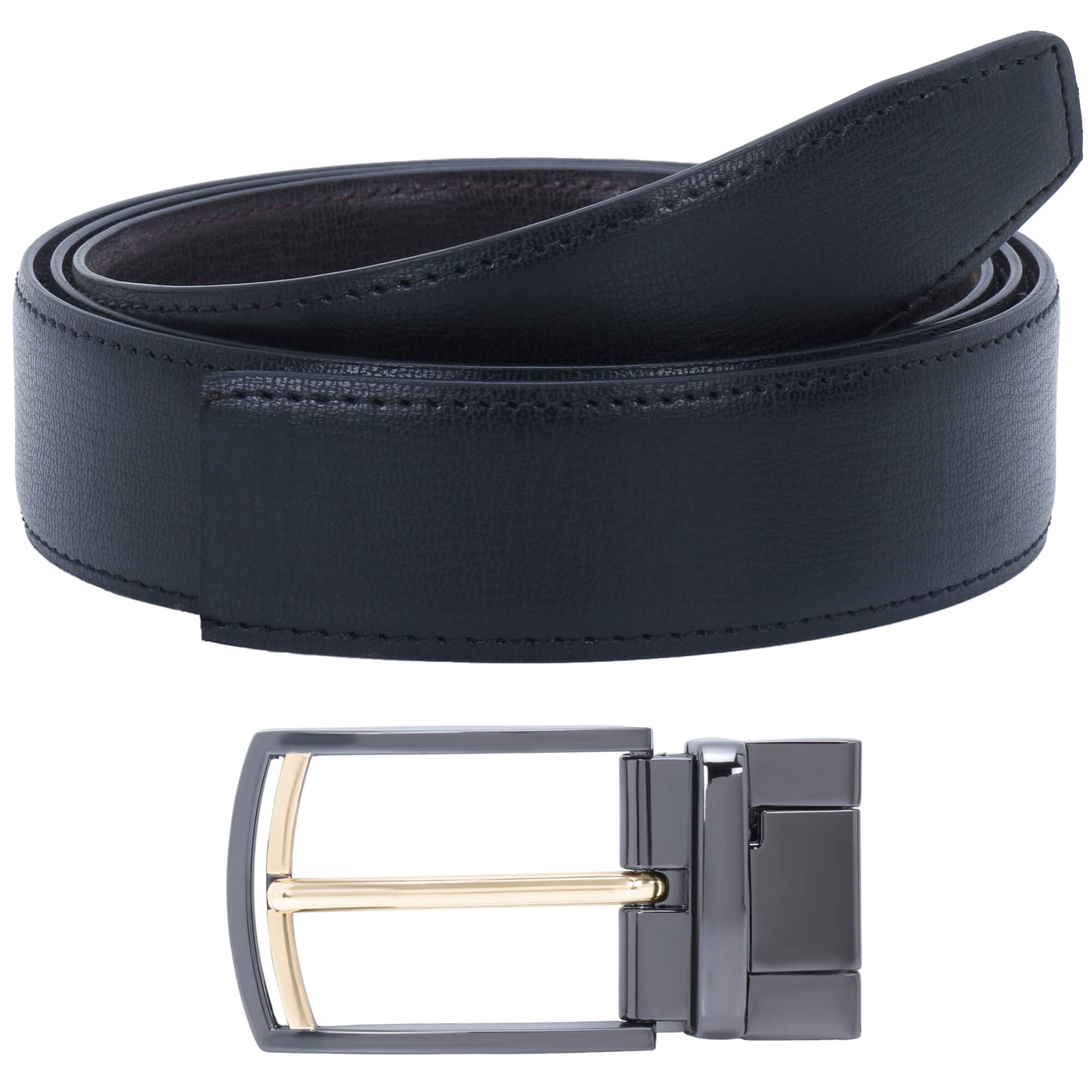 Labnoft Men's Reversible PU Leather Belt (Black & Brown)