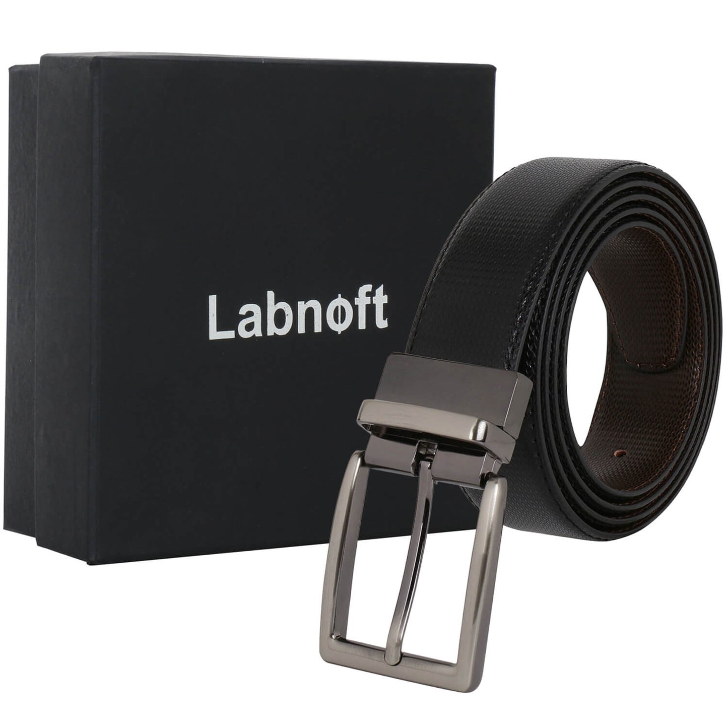 Labnoft Men's Reversible PU Leather Belt (Black & Brown)