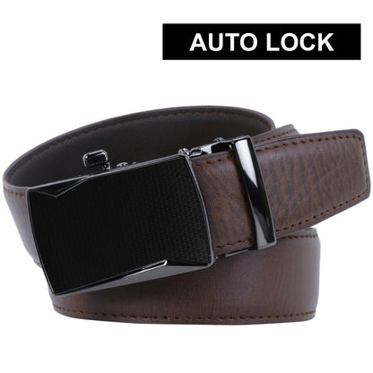 Labnoft Men's Auto-Lock PU Leather Belt, Brown