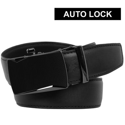 Labnoft Men's Auto-Lock PU Leather Belt, Black