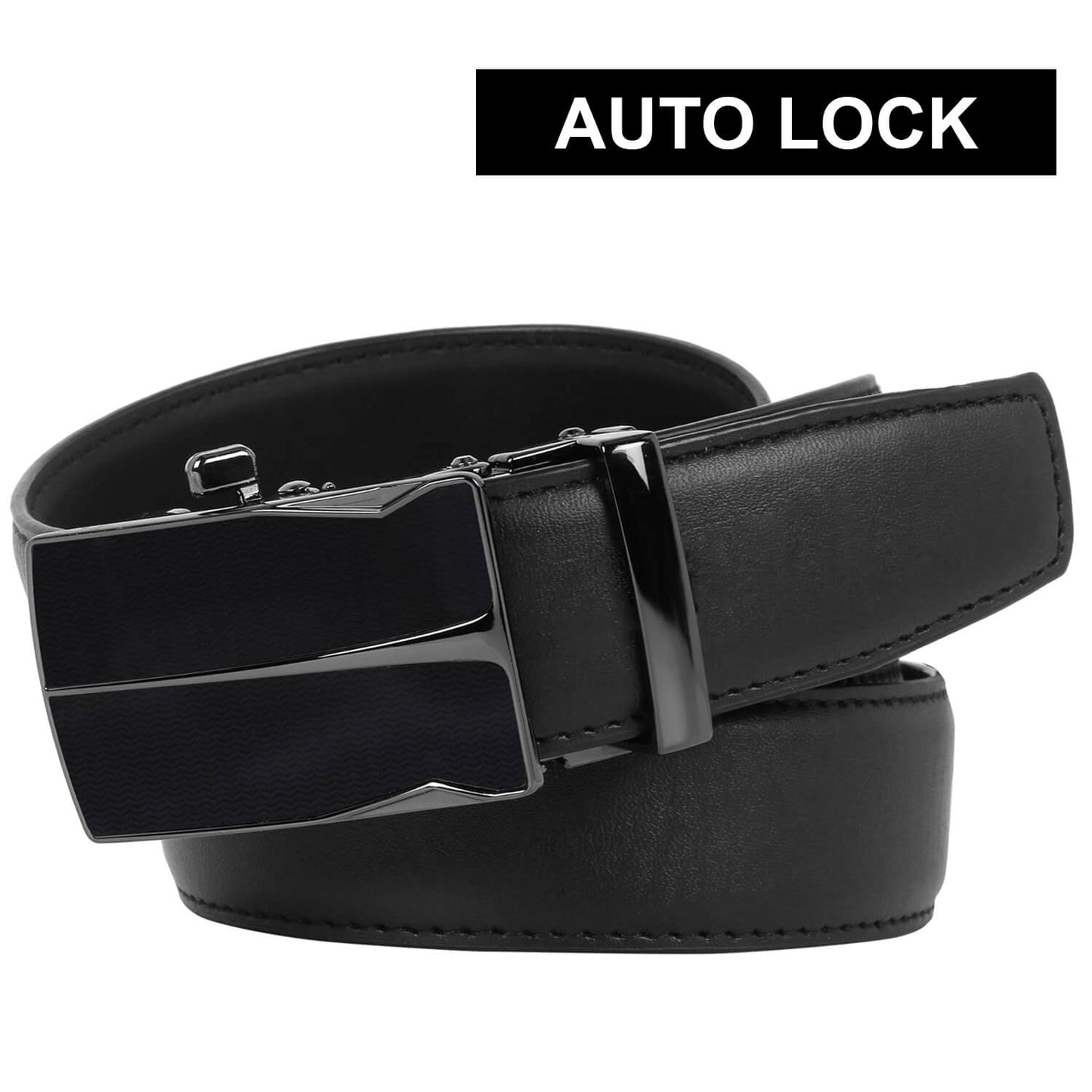 Labnoft Men's Auto-Lock PU Leather Belt, Black