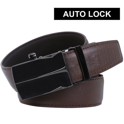 Labnoft Men's Auto-Lock PU Leather Belt, Brown